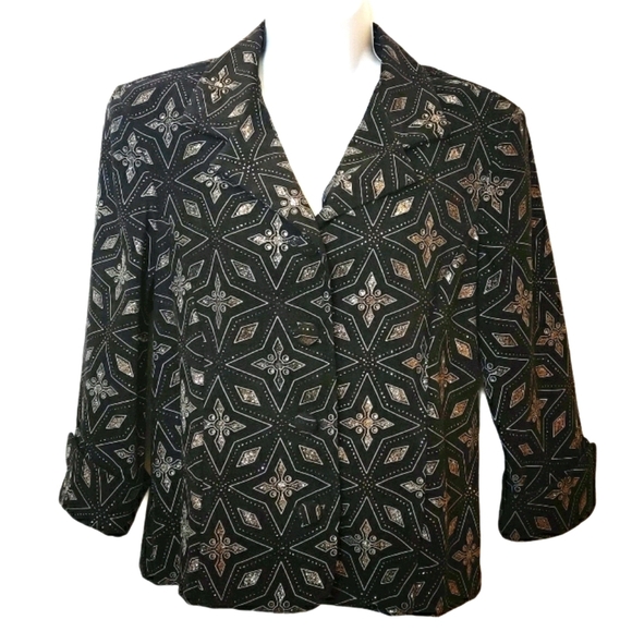 Dress Barn Sparkle Diamond Star Microsuede Blazer size Medium EUC - Picture 1 of 5